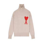 AMI de Coeur Oversize Intarsia Funnel Neck Sweater Champagne
