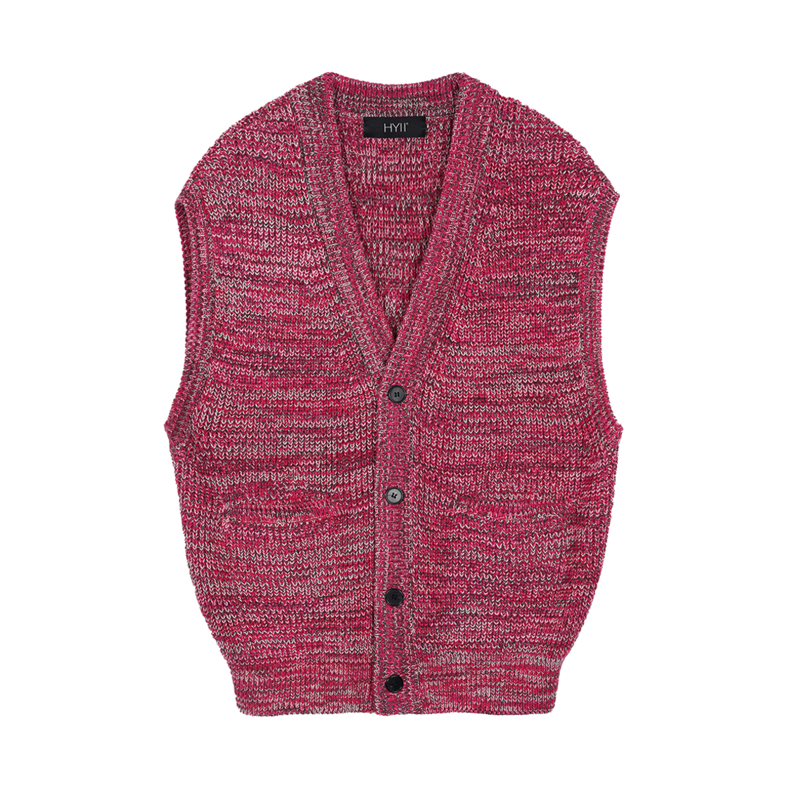 하이투 멀리 칼라 버튼 프론트 니트 베스트 레드(HYII Multi Color Button Front Knit Vest Red)