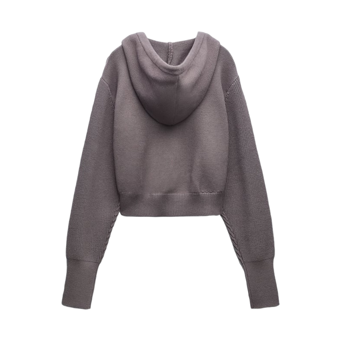 (W) 자라 후드 니트 가디건 그레이((W) Zara Knit Cardigan with Hood Grey) - 2