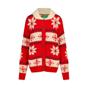 Greenbutter Women Snowflake Alpaca Cowichan Cardigan Red