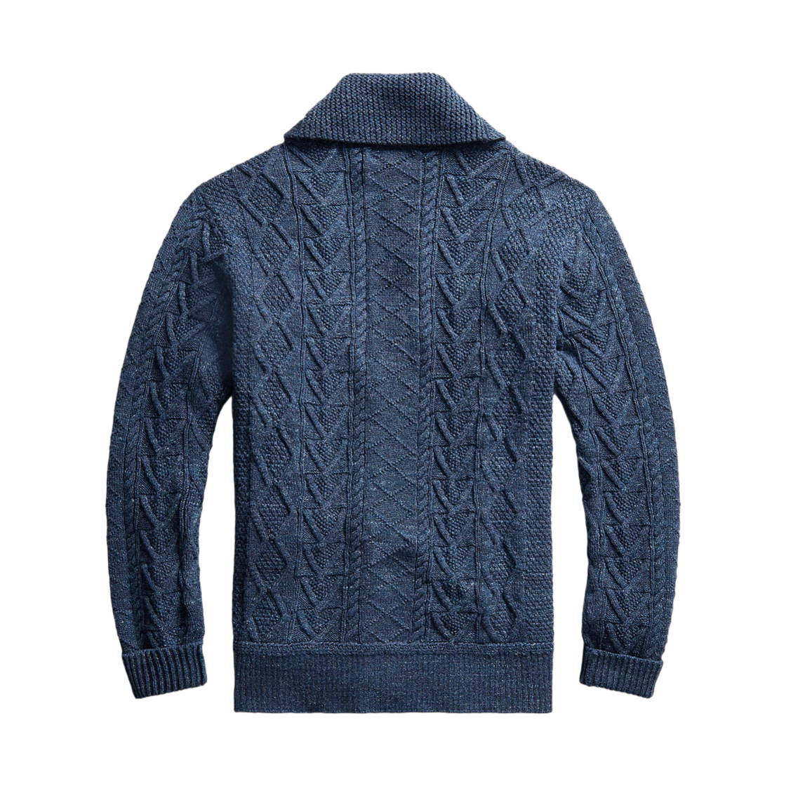 더블알엘 아란 니트 코튼 가디건 네이비 헤더(Double RL Aran Knit Cotton Cardigan Navy Header) - 2