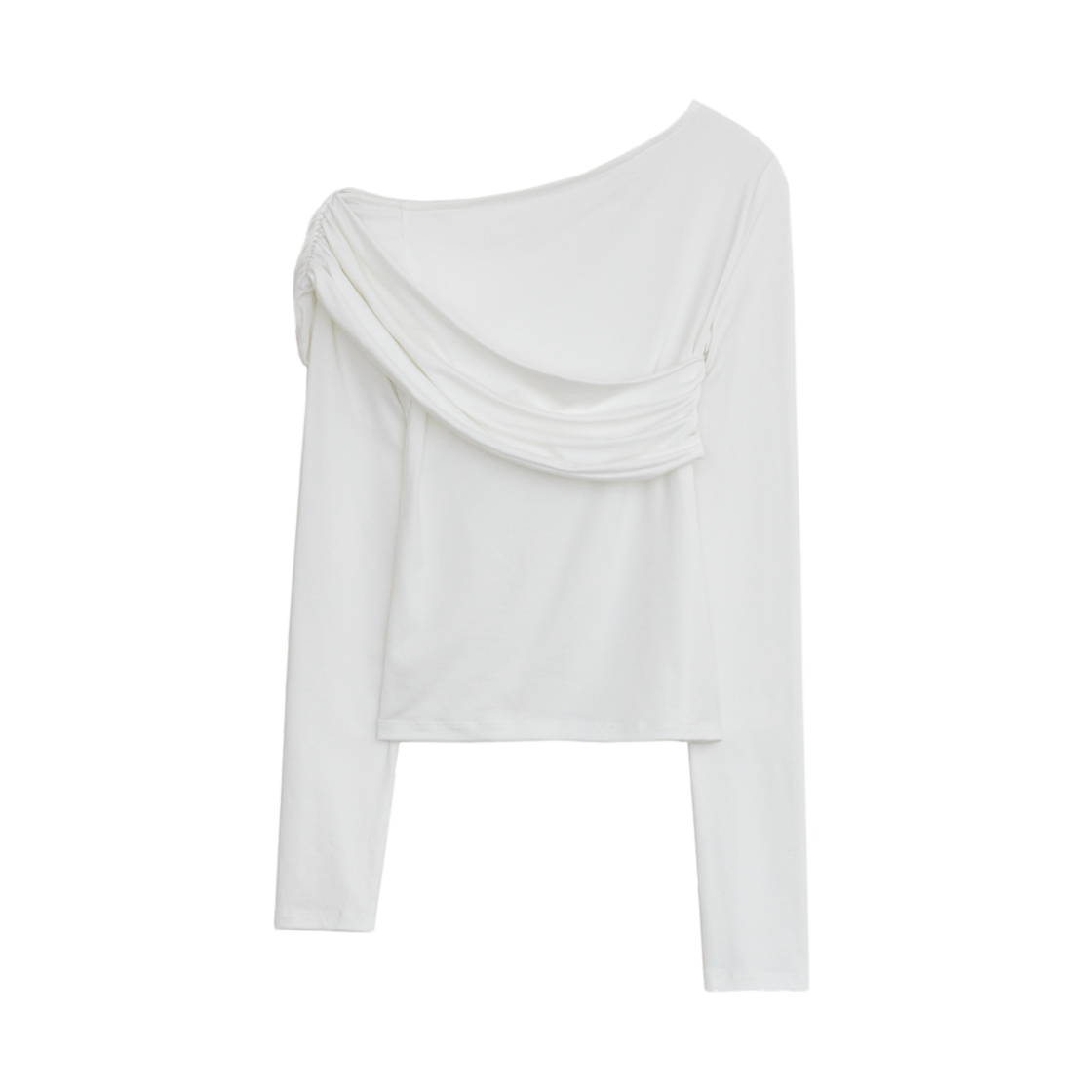 다이애그널 원 오프 숄더 탑 화이트