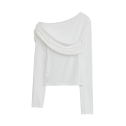 Diagonal One Off Shoulder Top White