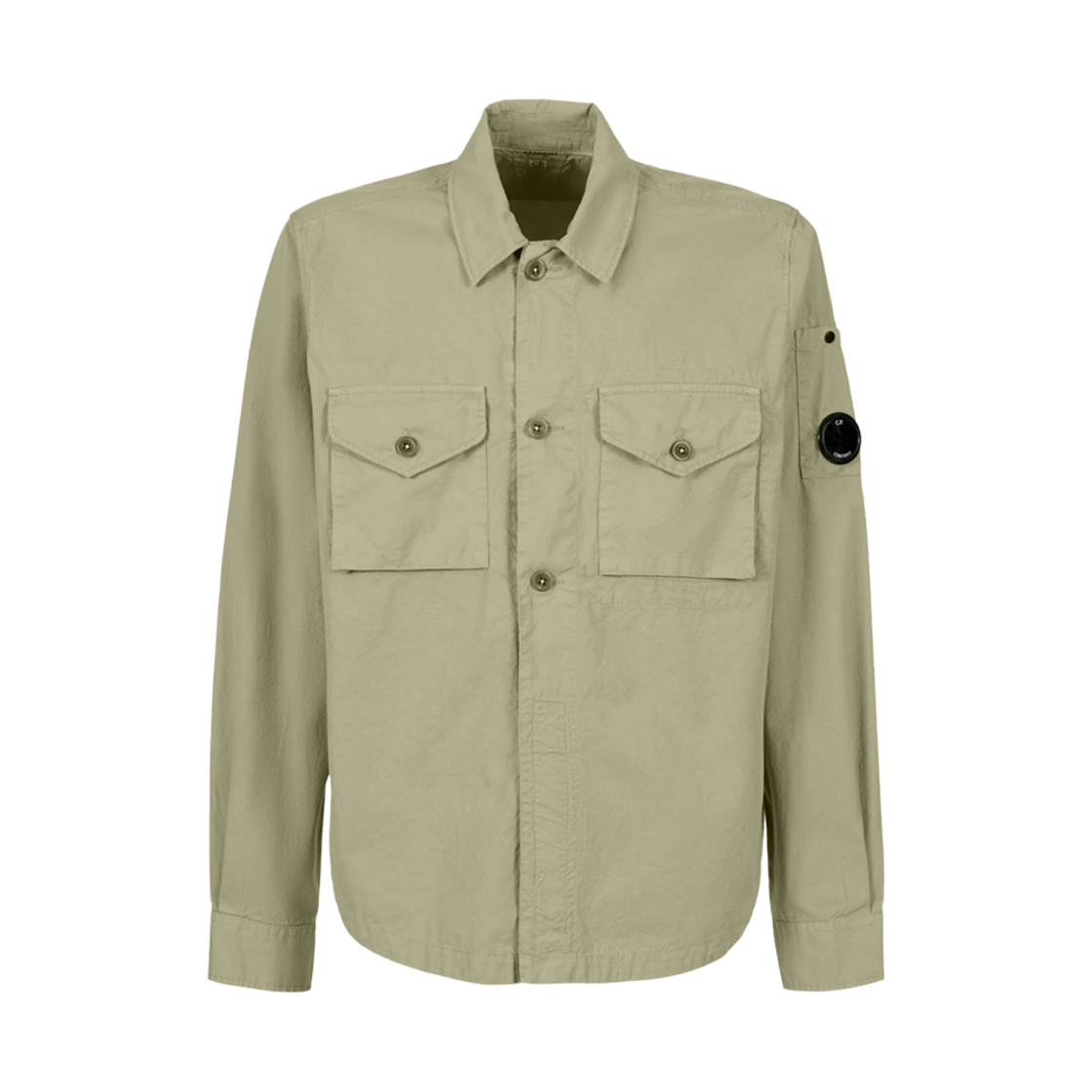 15CMSH163A002824G335 C.P. Company Gabardine Buttoned Pockets Shirt Silver Sage Brown - 23FW