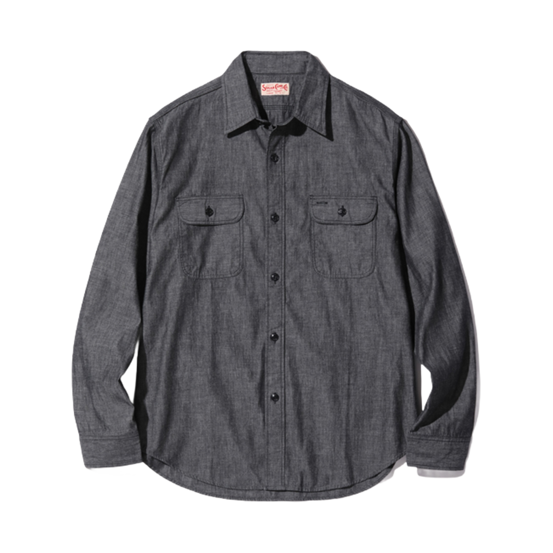 슈가 케인 블랙 샴브레이 워크 셔츠 원 워시(Sugar Cane Black Chambray Work Shirt One Wash)