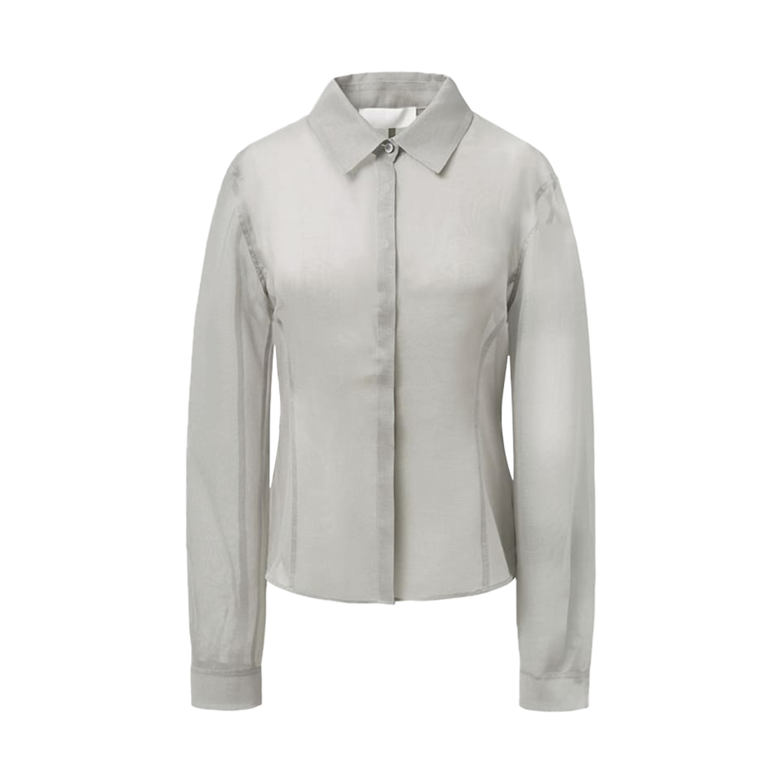 KW5BSHLAM05GY Amomento Women Sheer Slim Fit Shirts Grey - 25SS