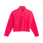 (W) Jacquemus Le Polo Neve Fluffy Long Sleeve Polo Dark Pink
