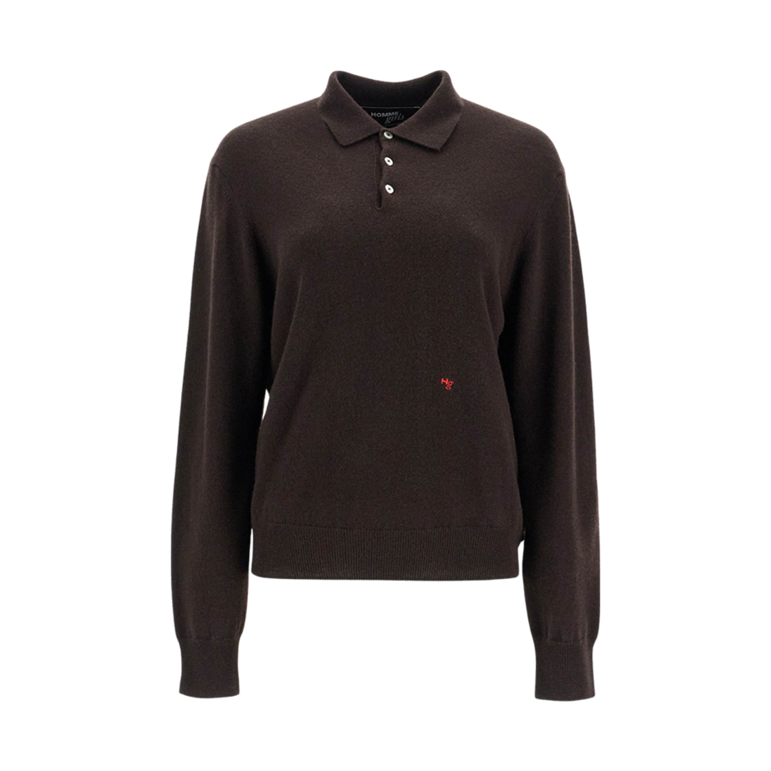 HGKN012-ESBRW (W) Homme Girls Wool Embroidered Logo Knit Espresso Brown