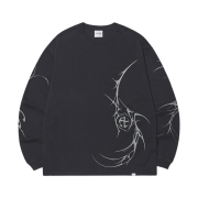 NOMANUAL M.P Graphic Long Sleeve Tee Washed Black