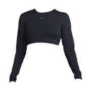 (W) Nike Pro Dri-Fit Cropped Long Sleeve Top Black Iron Grey - Asia
