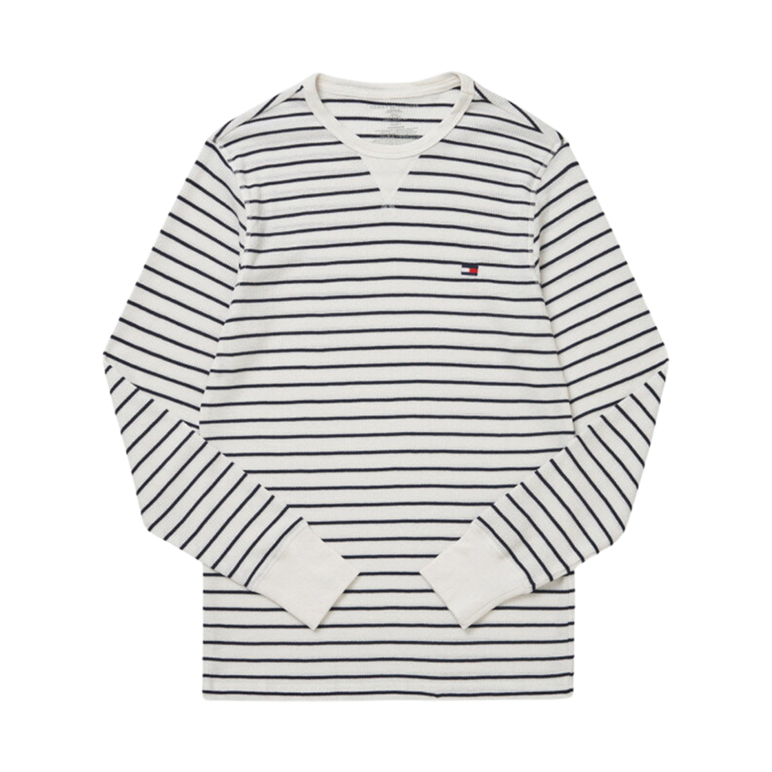 타미 힐피거 써멀 스트라이프 라운지 크루넥 화이트 블랙(Tommy Hilfiger Thermal Stripe Lounge Crewneck White Black)