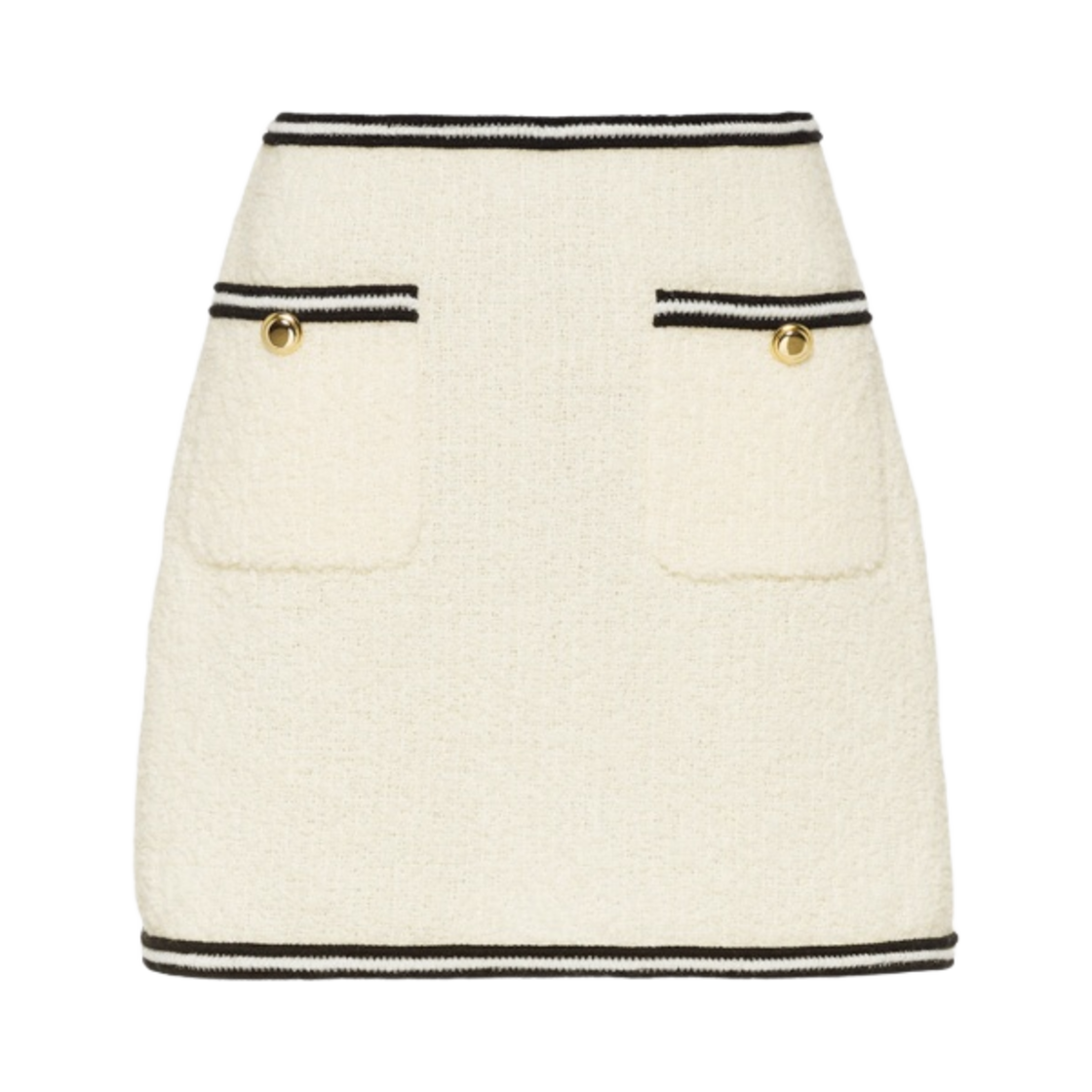 (W) 미우 미우 부클레 스커트 화이트((W) Miu Miu Boucle Skirt White) - 1