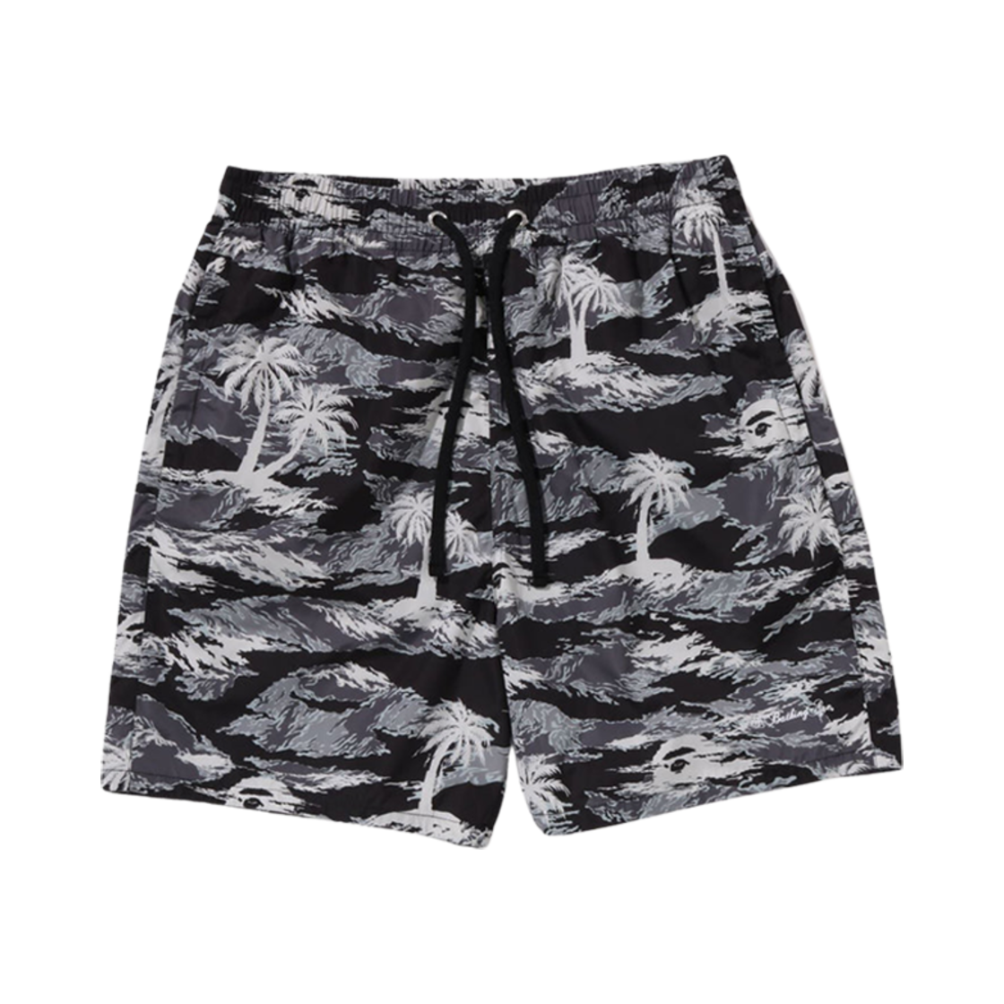 베이프 팜 트리 카모 릴렉스드 핏 비치 쇼츠 블랙