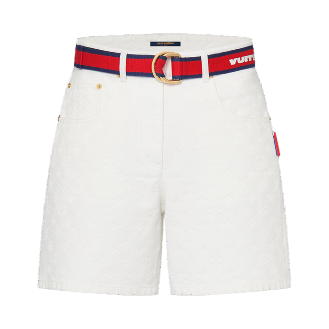 1AFZXB (W) Louis Vuitton LV x AC Embossed Monogram Shorts White