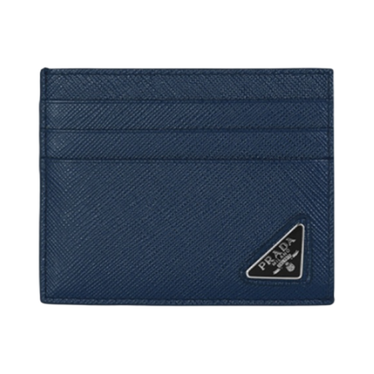 2MC223-QHH-F0216 Prada Saffiano Leather Card Holder Baltic Blue