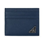Prada Saffiano Leather Card Holder Baltic Blue