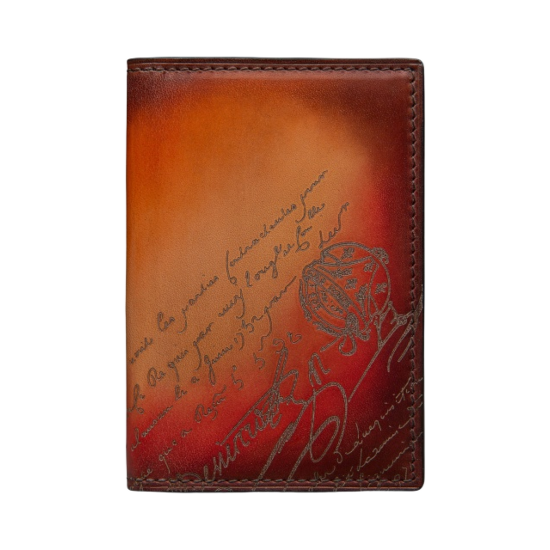 벨루티 자구아 스크리토 레더 카드 홀더 레드 선셋(Berluti Jagua Scritto Leather Card Holder Red Sunset)