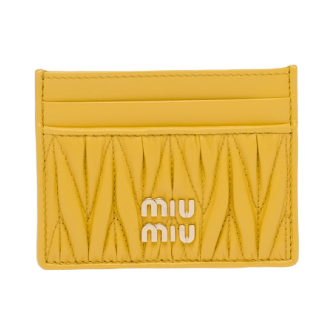 미우 미우 마테라쎄 나파 레더 카드 홀더 써니 옐로우(Miu Miu Matelasse Nappa Leather Card Holder Sunny Yellow)