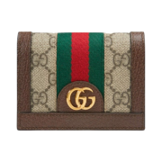 Gucci Ophidia GG Card Case Wallet Beige Ebony