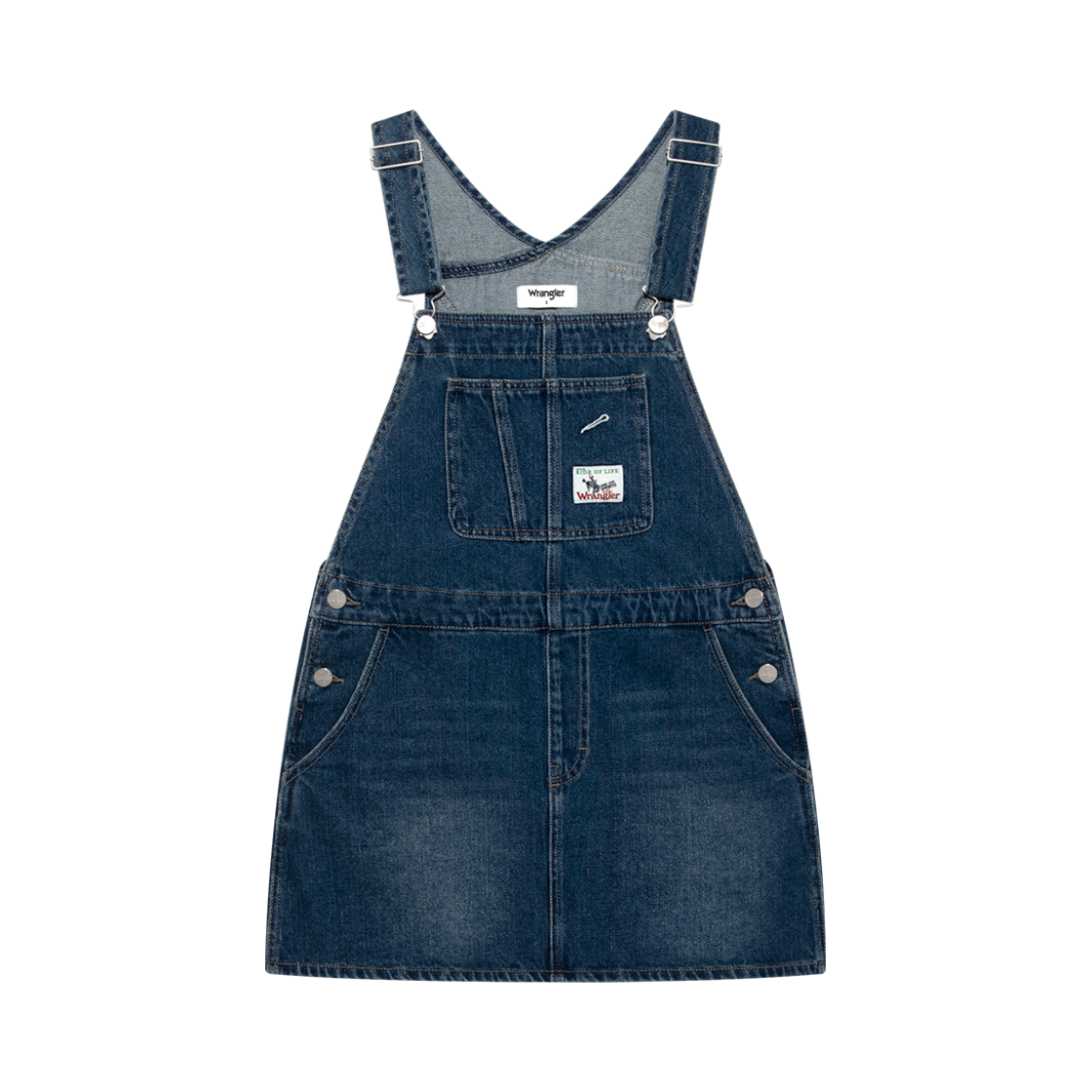 랭글러 (W) 미니 핏 데님 스커트 오버롤 인디고 미디움(Wrangler (W) Mini Fit Denim Skirt Overalls Indigo Medium)