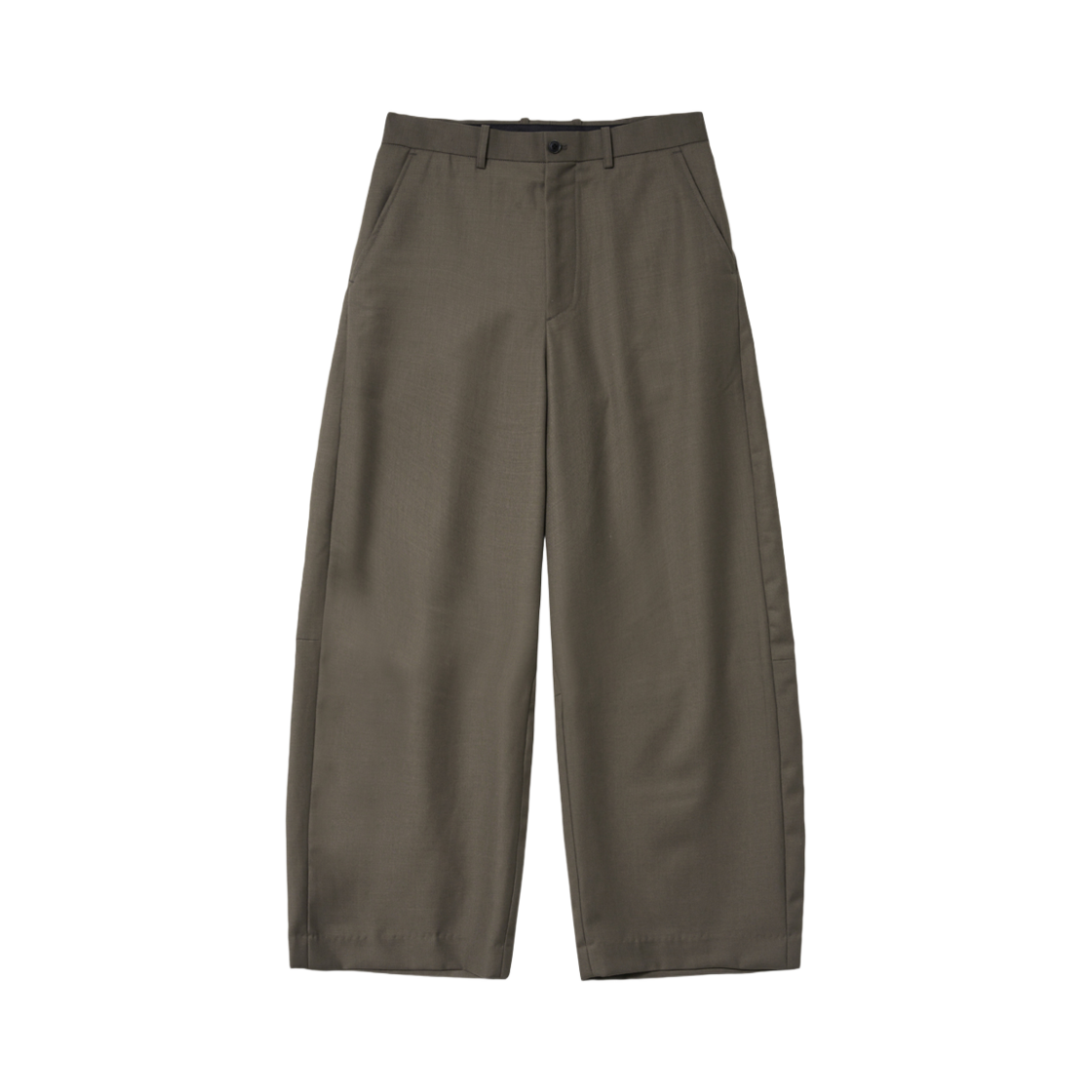 해칭룸 와이드 커브 트라우저 울 머드 브라운(Hatchingroom Wide Curve Trousers Wool Mud Brown)
