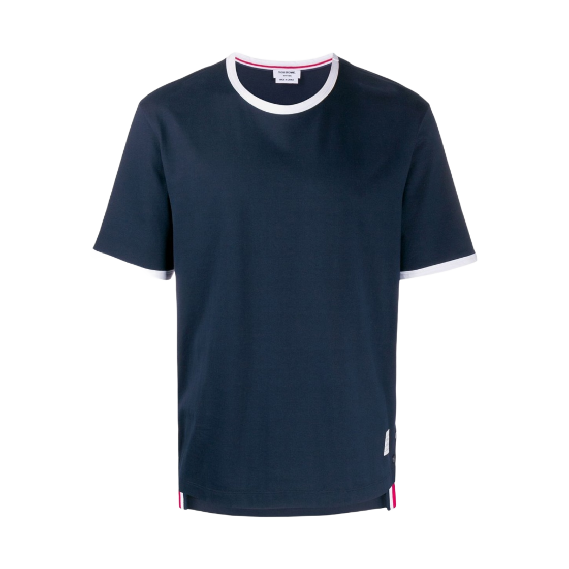 MJS083A-00042-415 Thom Browne Cotton Contrast Trim T-Shirt Navy