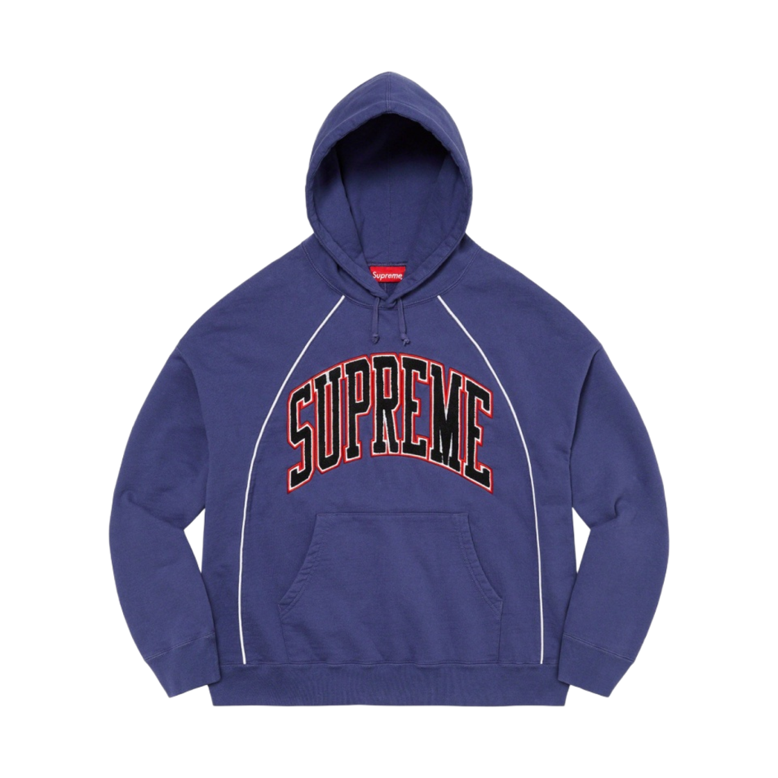슈프림 박시 파이핑 아크 후드 스웨트셔츠 워시드 네이비 - 23SS