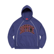 Supreme Boxy Piping Arc Hooded Sweatshirt Washed Navy - 23SS
