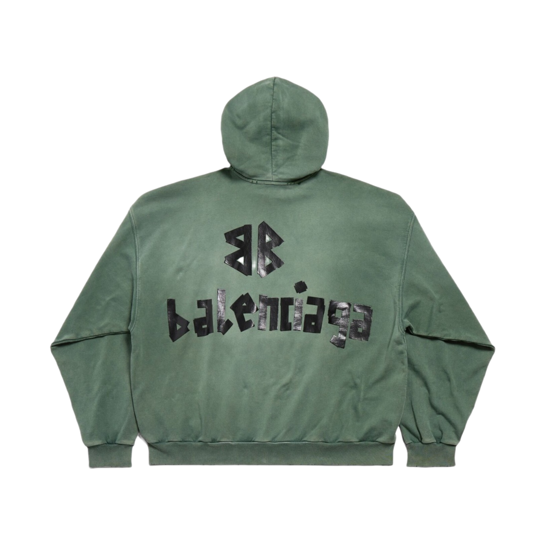 발렌시아가 뉴 테이프 타입 라지 핏 립드 포켓 후디 다크 그린(Balenciaga New Tape Type Large Fit Ripped Pocket Hoodie Dark Green) - 2