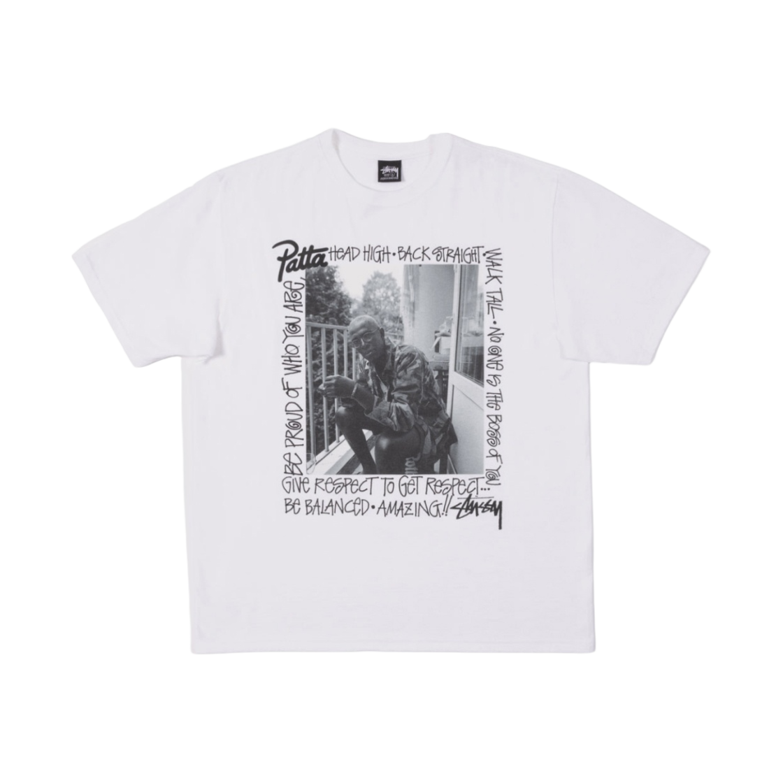 스투시 x 파타 리스펙트 티셔츠 화이트(Stussy x Patta Respect T-Shirt White)