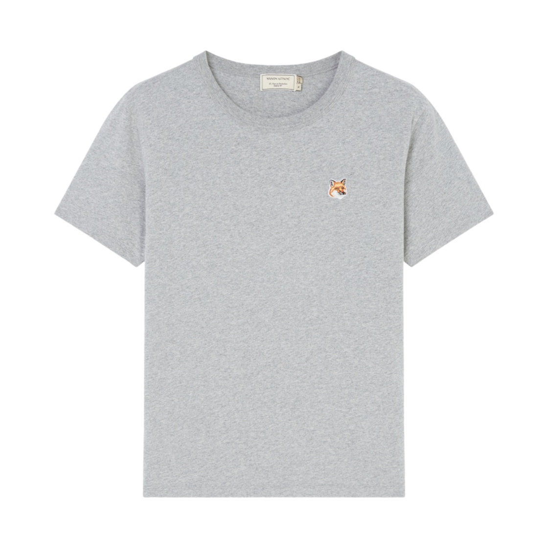 (W) 메종 키츠네 폭스 헤드 패치 클래식 티셔츠 그레이 멜란지((W) Maison Kitsune Fox Head Patch Classic T-Shirt Grey Melange)