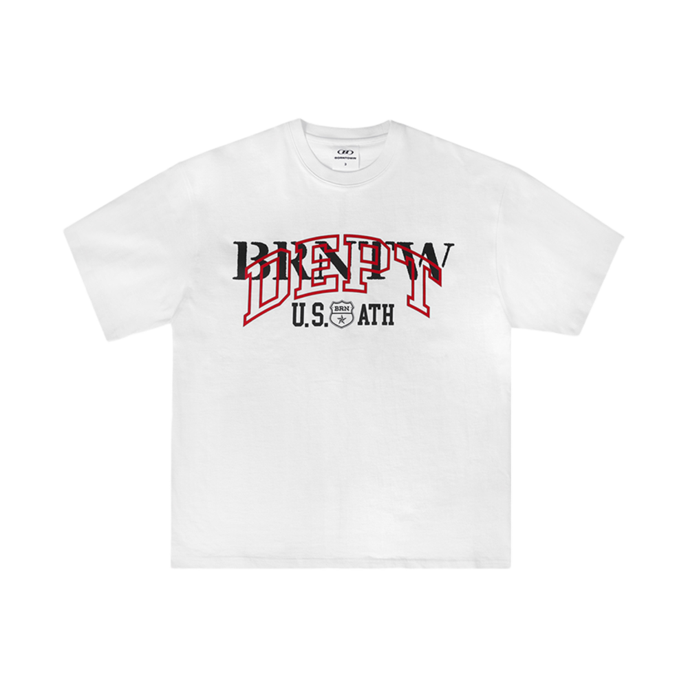 본투윈 DEPT 백 컷팅 세미 오버핏 티셔츠 화이트