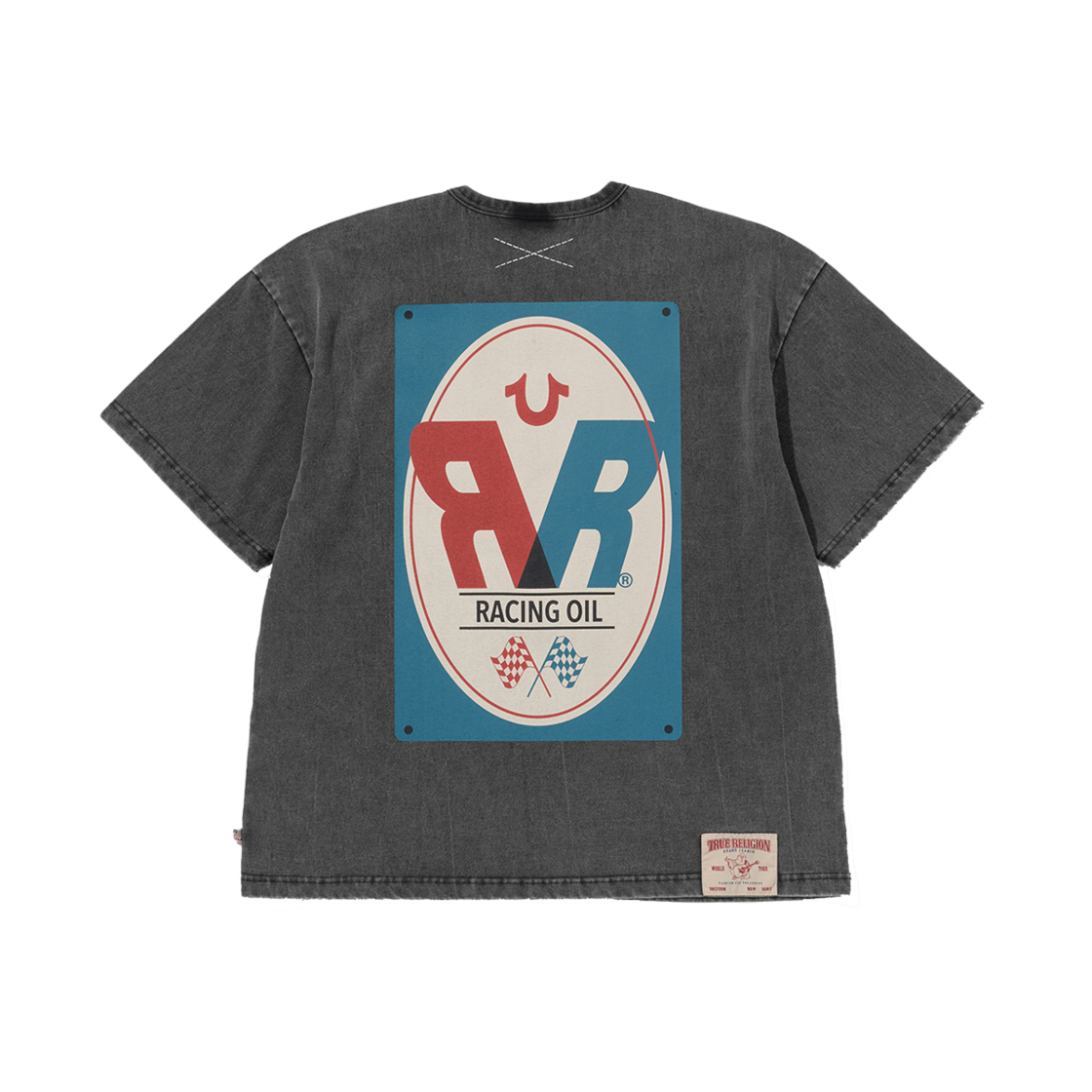 TRA2TSU008BWB True Religion Racing Oil Short Sleeve Washed Black