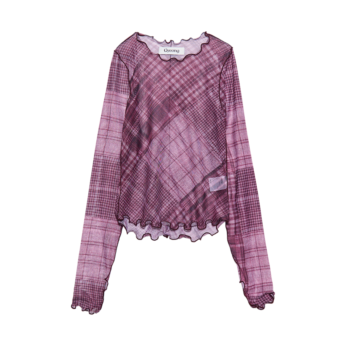 경 체크 메쉬 탑 핑크 체크(Gyeong Check Mesh Top Pink Check)