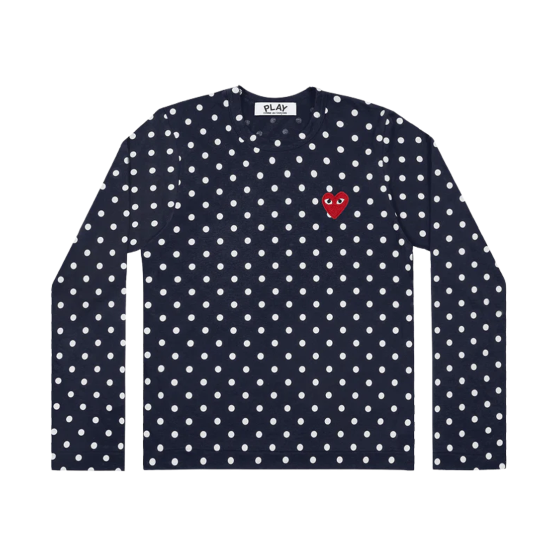 플레이 꼼데가르송 폴카 닷 레드 하트 롱슬리브 티셔츠 네이비(Play Comme des Garcons Polka Dot Red Heart LS T-Shirt Navy)