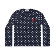 Play Comme des Garcons Polka Dot Red Heart LS T-Shirt Navy
