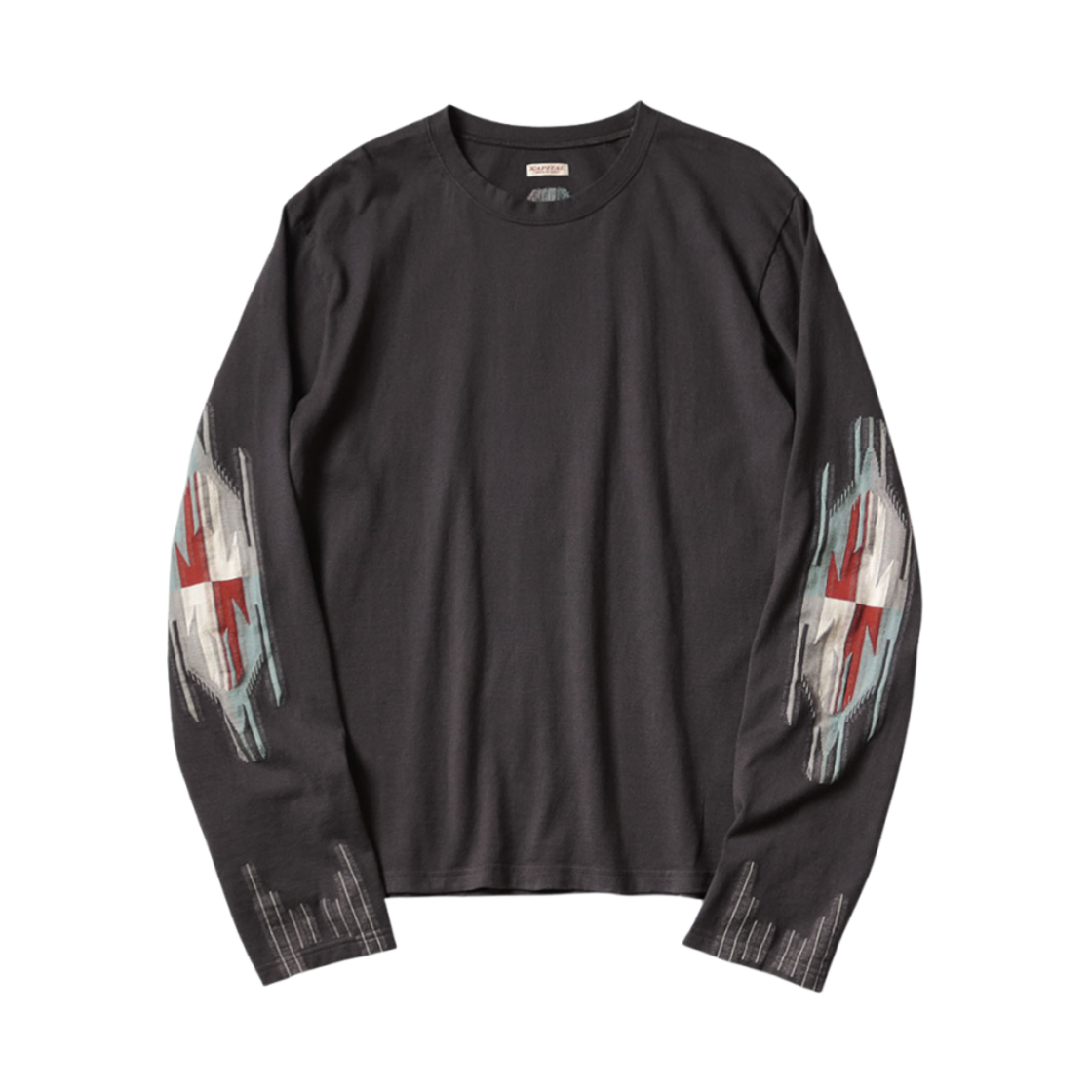 K2409LC042 Kapital Ortega Jersey Crewlon T-Shirt Charcoal