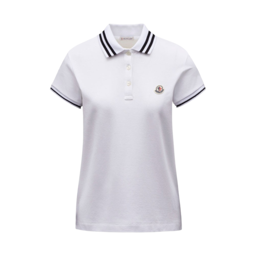 (W) Moncler Logo Patch Polo Shirt Optical White - 22SS