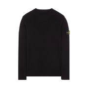 Stone Island 524D8 Ribbed Soft Cotton Mock Neck Knit Black - 24SS