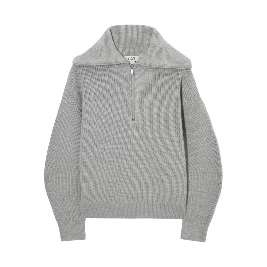1099812001 (W) COS Wool and Cotton Half Zip Jumper Light Grey