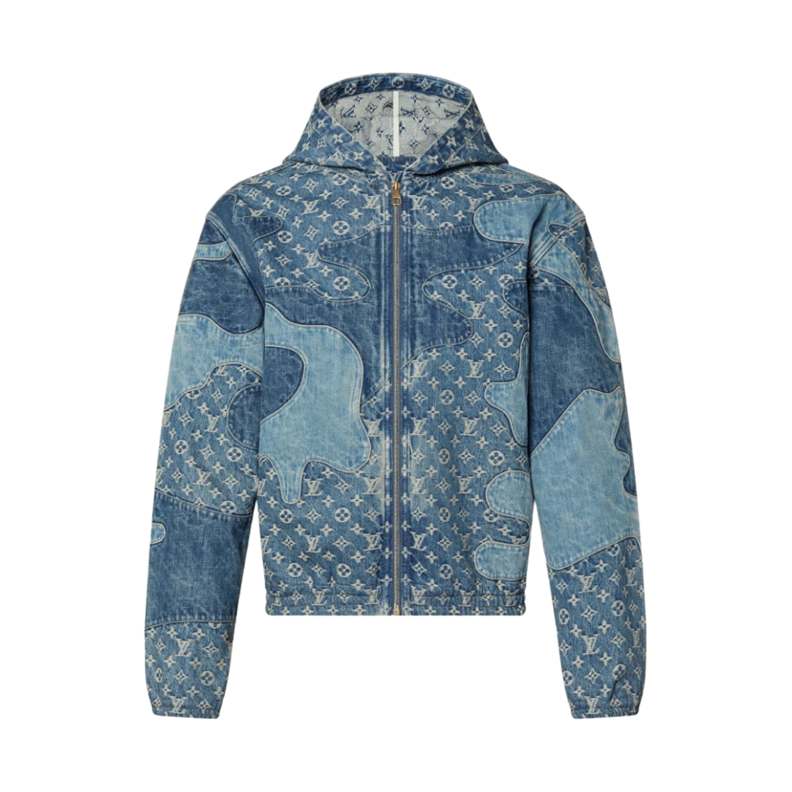 루이비통 x 니고 모노그램 패치워크 데님 후드 인디고