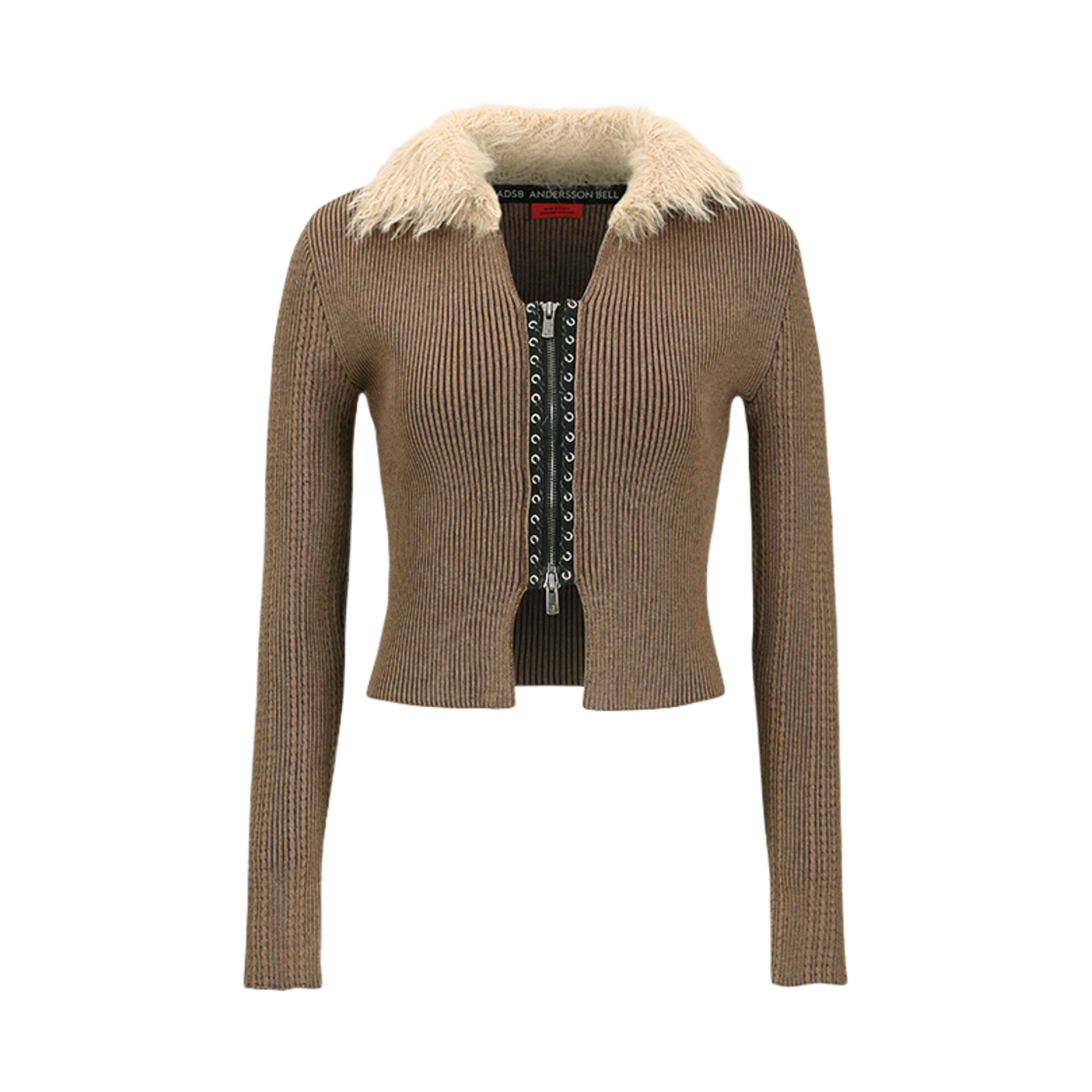 ADSB 앤더슨벨 우먼 레이스업 니트 가디건 브라운