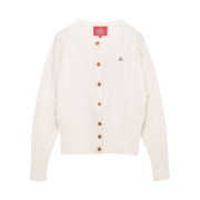 (W) Vivienne Westwood Red Label Wool Cable Crew Neck Cardigan Off White