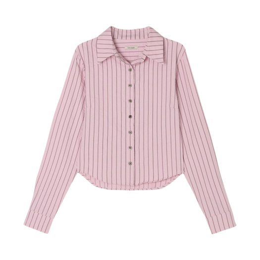 (W) Aviemuah Striped Cropprd Shirt Pink