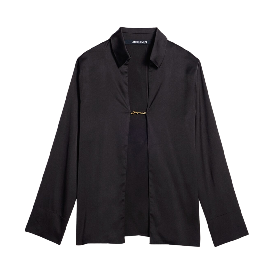 (W) 자크뮈스 라 슈미즈 노트 오픈 참 로고 셔츠 블랙((W) Jacquemus La Chemise Notte Open Charm Logo Shirt Black) - 1
