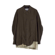 Ziggy Chen Layered Wrinkled Effect Shirt Brown