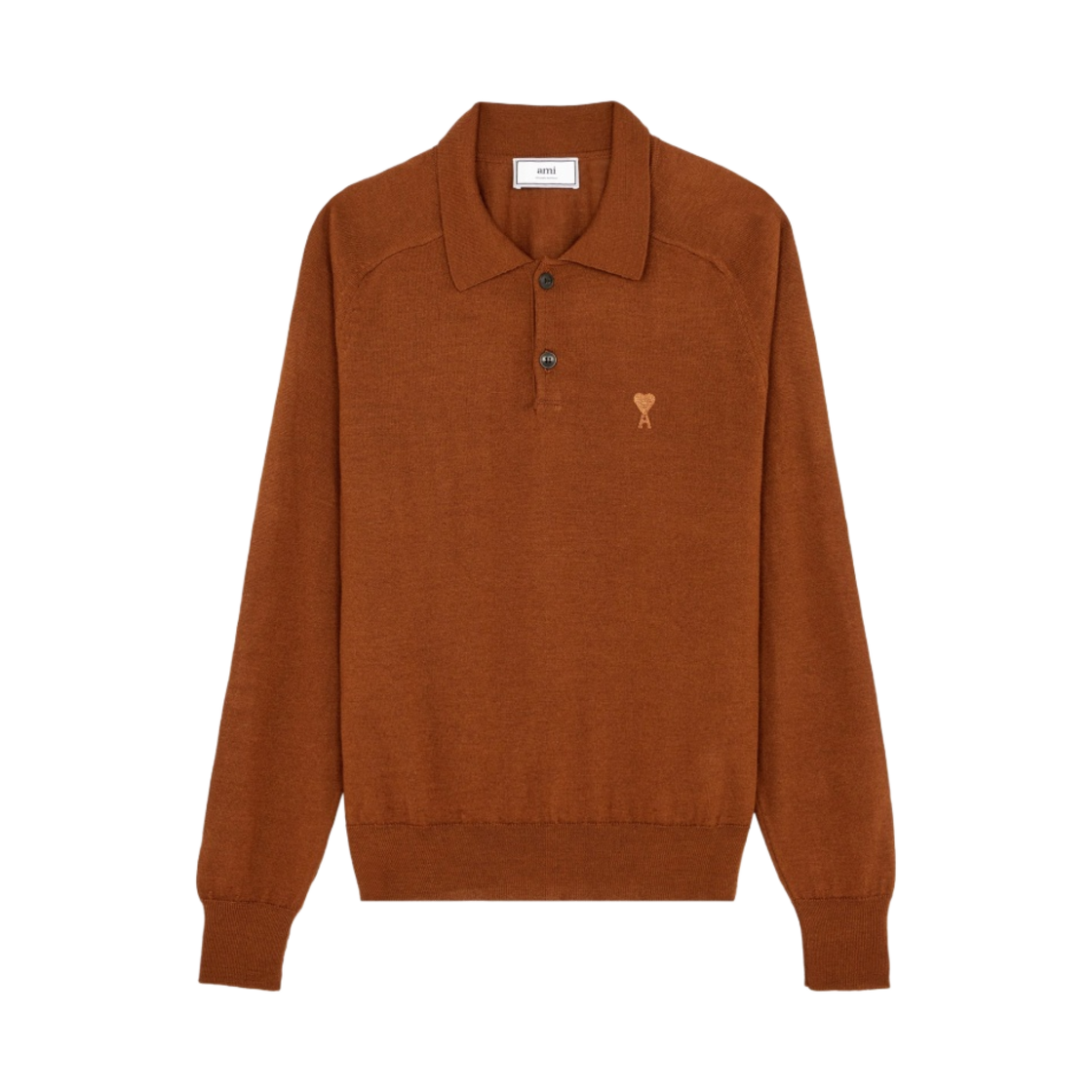 아미 스몰 하트 로고 토날 니트 폴로 코냑(AMI de Coeur Tonal Knit Polo Congnac) - 1