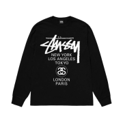 Stussy World Tour LS T-Shirt Black 2024