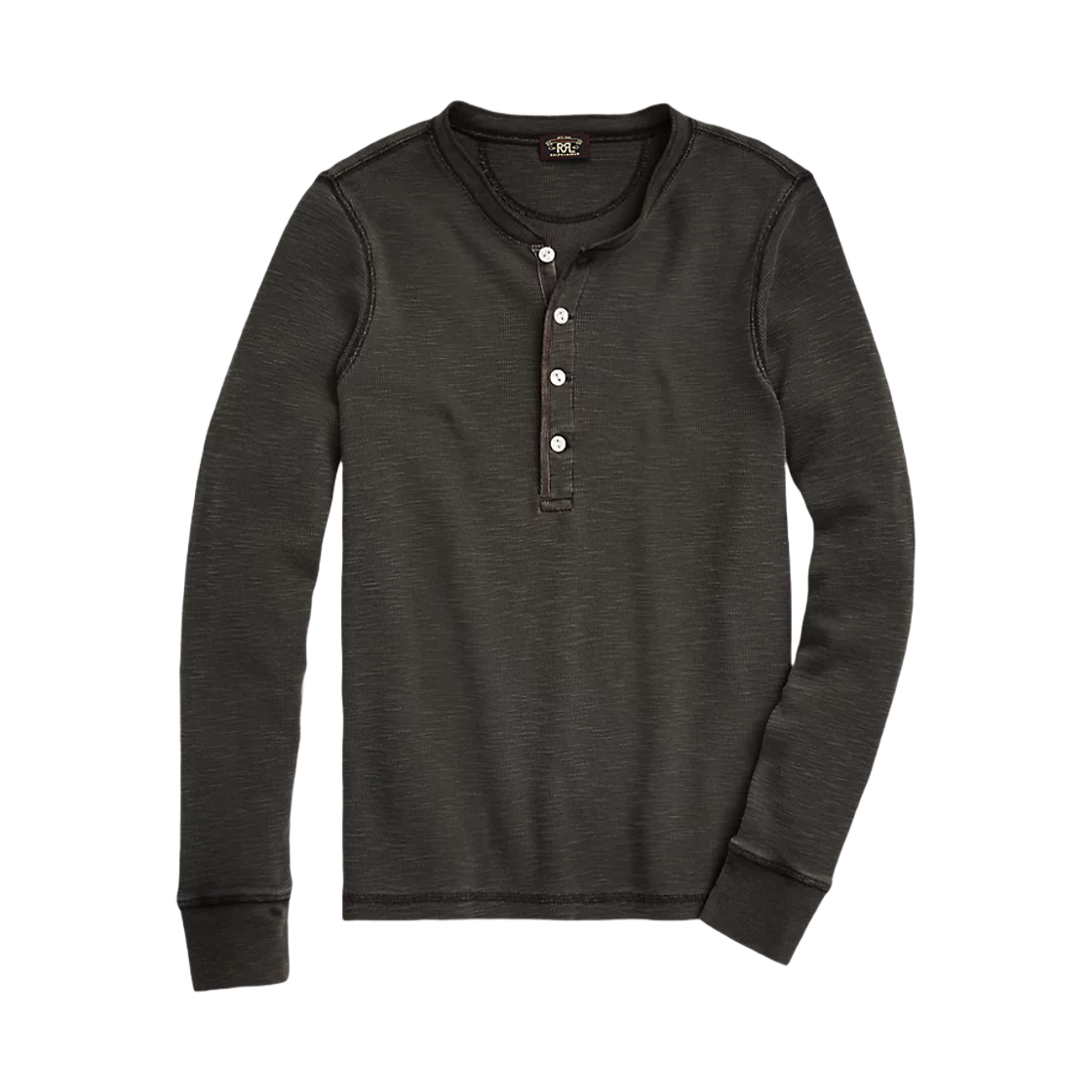 (W) 더블알엘 스트레치 코튼 자카드 와플 헨리 페이디드 블랙((W) Double RL Stretch Cotton Jacquard Waffle Henley Faded Black)