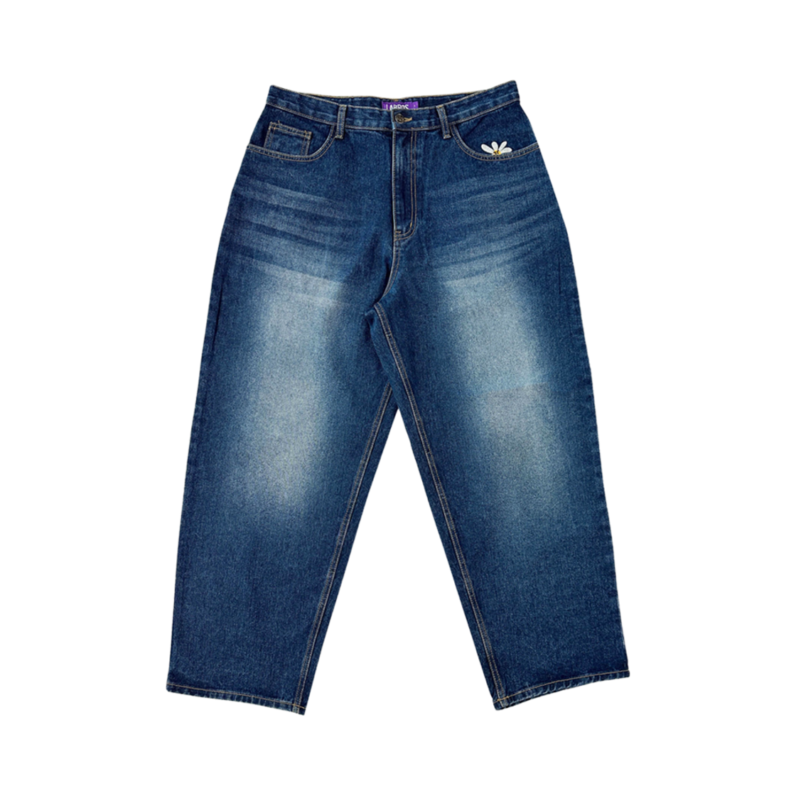 라브로스 스마트 데이지 캣 브러쉬 배기 진 인디고(Labros Smart Daisy Cat Brush Baggy Jeans Indigo)
